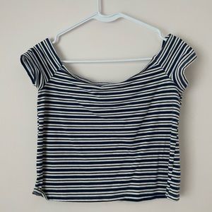 Striped PacSun Basic Shoulder-less Crop Top